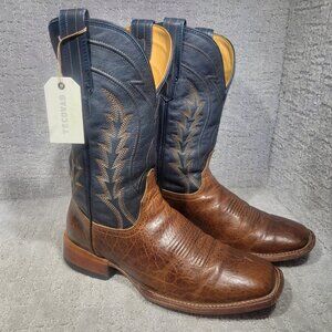 Tecovas The Doc Men's Size US 10.5D Ten Bison Leather Square Toe Cowboy Boots.